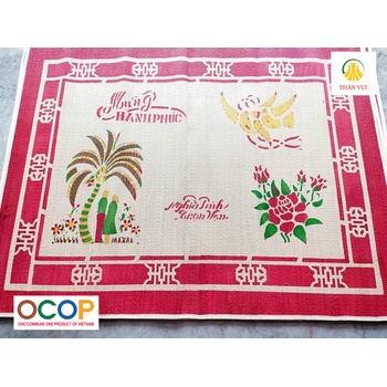 Chiếu Cói May Viền In Dừa 