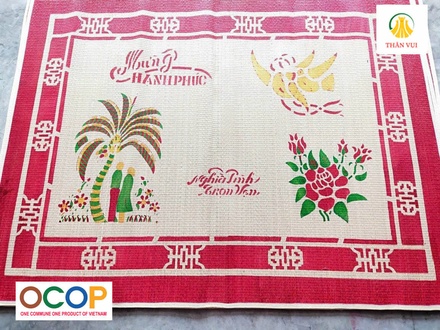 Chiếu Cói May Viền In Dừa
