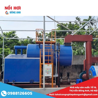 Lò hơi đốt than củi 1 tấn